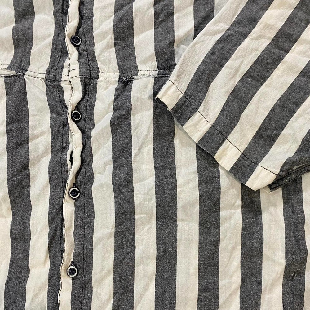 Vintage 80s Prison Style Shirt. Black & White Striped Shirt
